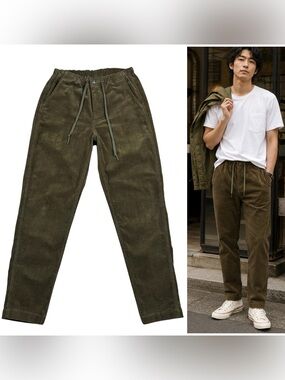 orSlow New Yorker Stretch Corduroy Pants XS 28x28 Brown Tapered Drawstring Japan